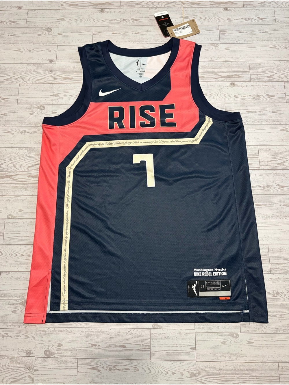 Nike Washington Mystics Ariel Atkins Rebel Edition Jersey — Navy with Coral